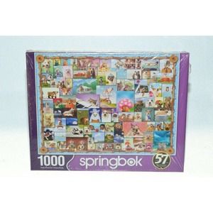 Springbok Animal Quackers Dogs Puppies Cats at Play 1000 Piece Puzzle NEW